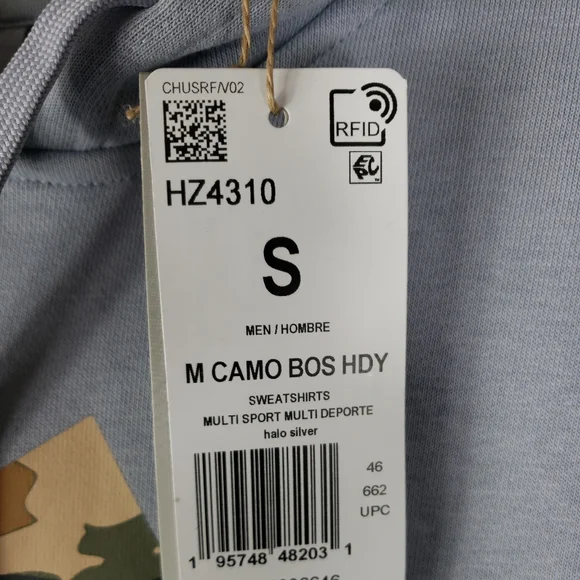 adidas Men's Essentials Camo Print Hoodie Sweatshirt Halo Blue Silver - Picture 8 of 11